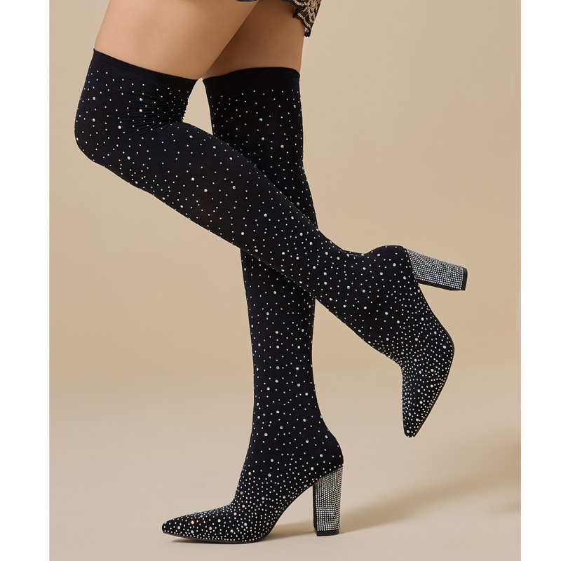 Aneikeh Crystal Over‑the‑Knee  - Knee High Sock Women 评论和价格